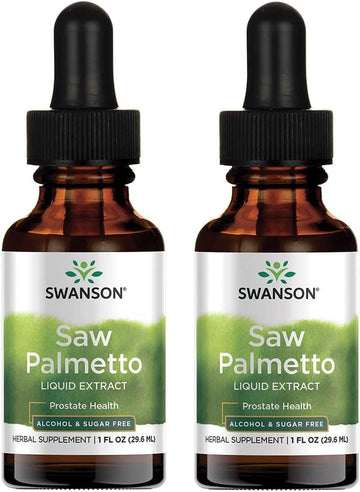 Swanson Saw Palmetto Liquid Extract (Alcohol And Sugar-Free) 1 Fl Ounce (29.6 Ml) Liquid (2 Pack)