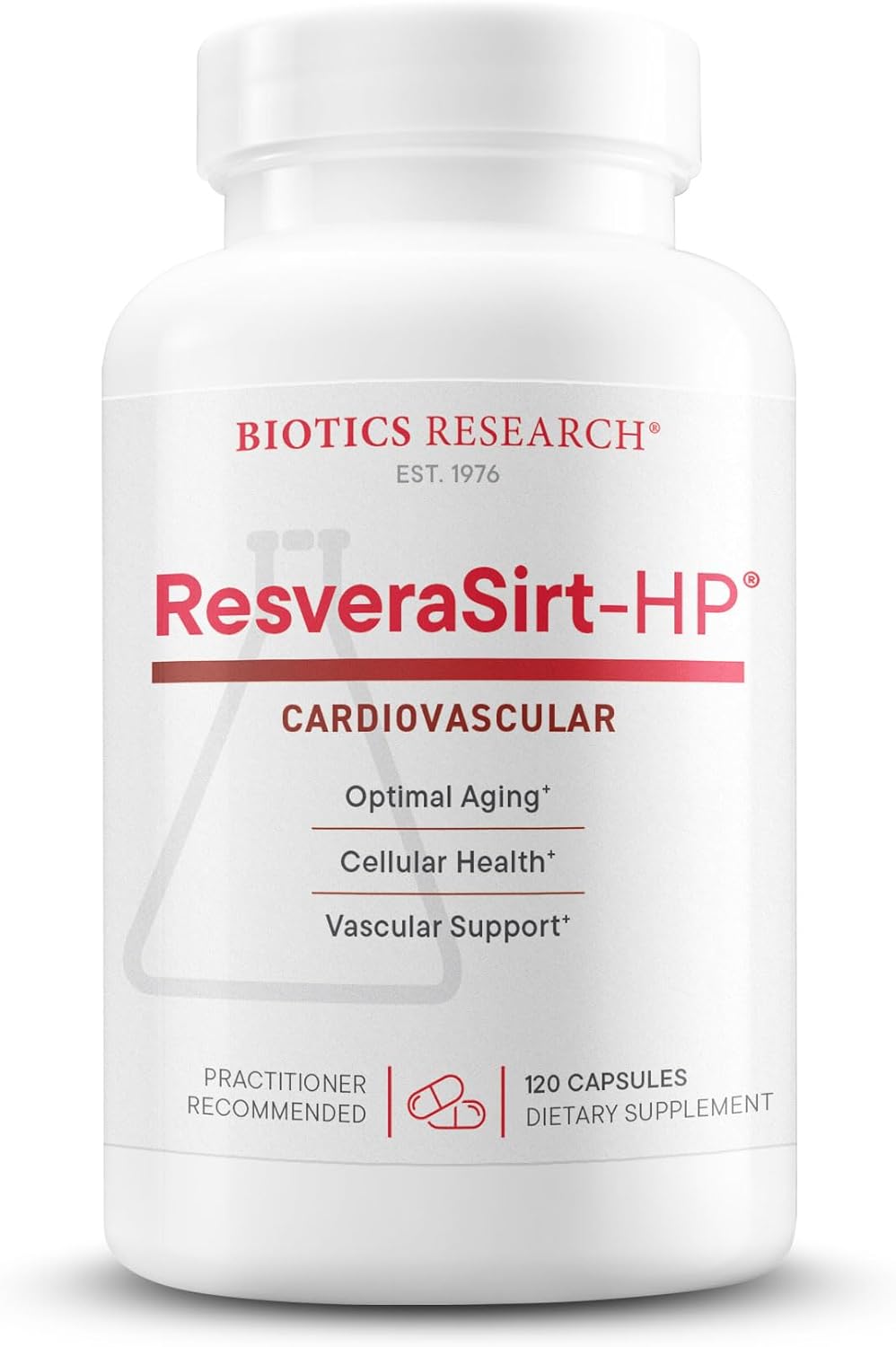 Biotics Research Resverasirt Hp Formulated By Dr. Mark Houston, Trans Resveratrol, Quercetin, Increase Sirtuin Activity, Cardiovascular Support, Heart Power, Vascular Support, 30 Capsules
