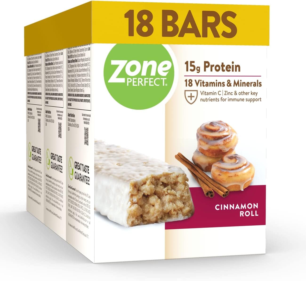 Zoneperfect Protein Bars, 14G Protein, 17 Vitamins & Minerals, Protein Snack, Cinnamon Roll, 18 Bars