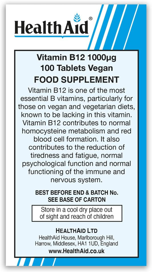 Healthaid Vitamin B12 (Cyanocobalamin) 1000Ug - Prolong Release - 50 Tablets