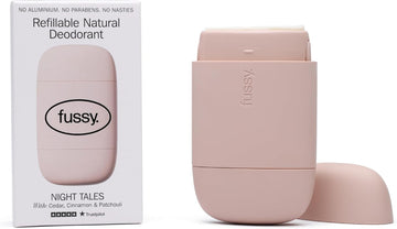 Fussy - Natural Refillable Deodorant - Aluminium Free - 24 Hour Protection - Floral Scent And Blush Pink Case - Cedar, Cinnamon And Patchouli - Vegan & Cruelty Free - 100% Natural & Effective