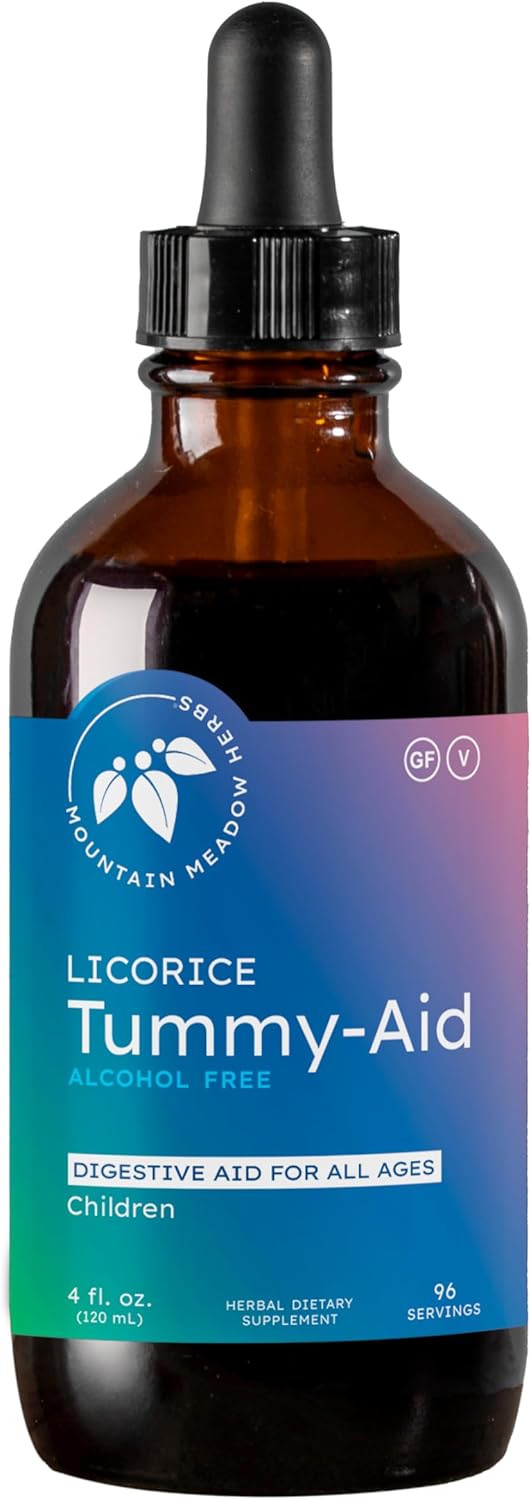 Mountain Meadow Herbs Licorice Tummy-Aid For Babies & Kids – Gas Relief Drops For Colic, Upset Stomach, Reflux & Bloating – Natural, Alcohol-Free Liquid Formula – 4 Oz