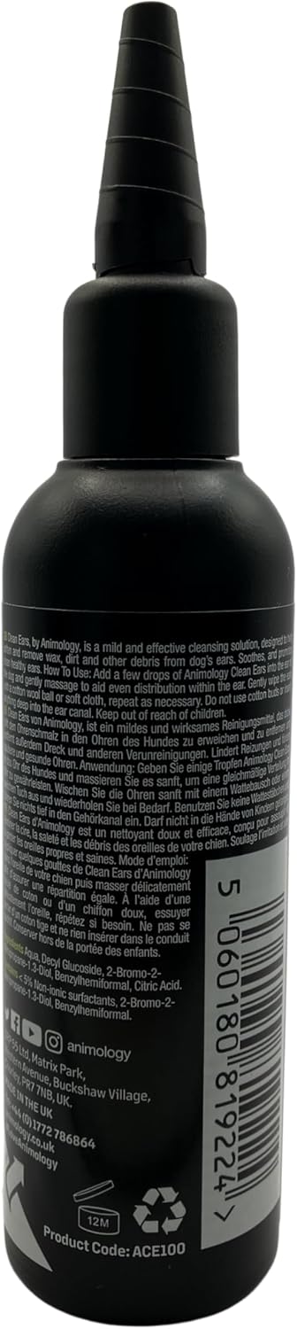Animology Clean Ears Vegan Gentle & Effective Soothing Dog Ear Cleaning Solution 100Ml