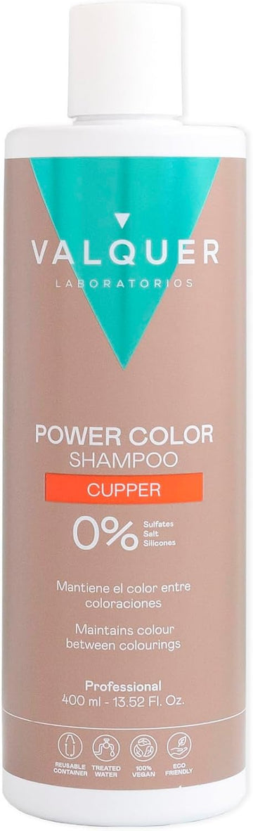 Valquer Professional Shampoo Power Colour Dyed Hair, Vegan And Sulphate (Copper) Hair Colour Enhancer 400 Ml