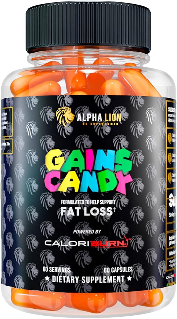 Alpha Lion Gains Candy, Pills That Support Weight Loss, Energy Supplements, 100% Natural Extract, Calorie Burning, Regulates Healthy Metabolism, 60 Capsules (Fat Loss - Caloriburn®)