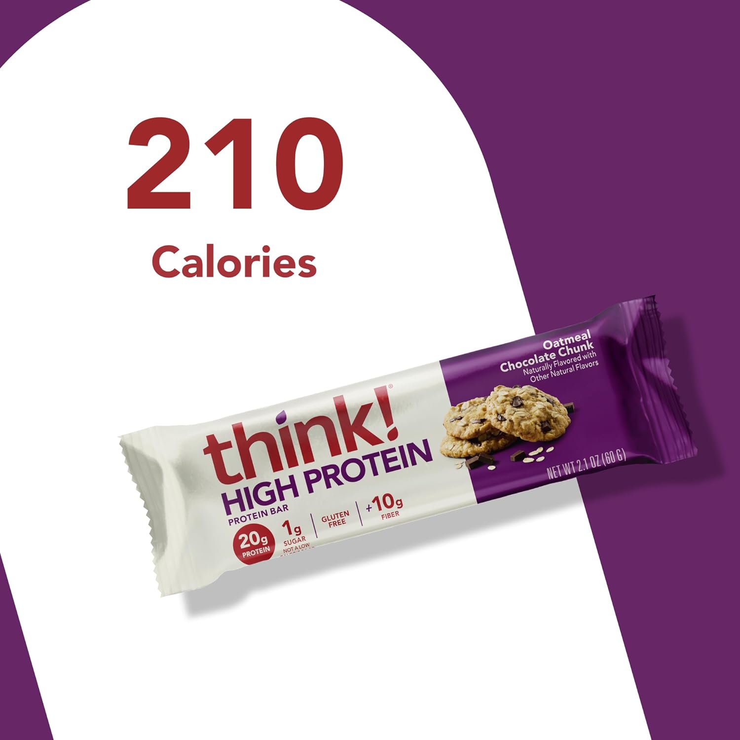 think! Protein Bars, High Protein Snacks, Gluten Free, Kosher Friendly, Oatmeal Chocolate Chunk, 10 Count : Health & Household