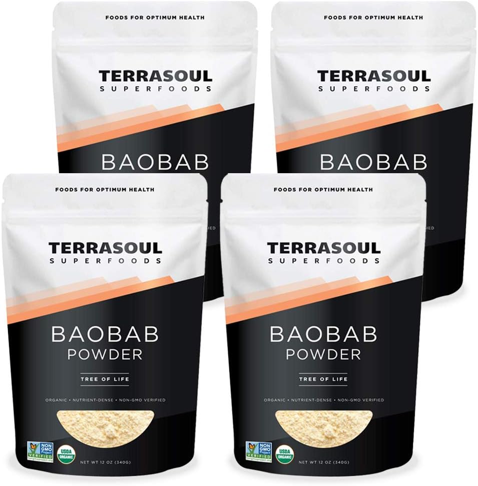 Terrasoul Superfoods Organic Baobab Powder, 48Oz (4 Pack) - Vitamin C | Antioxidants