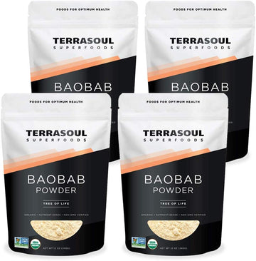 Terrasoul Superfoods Organic Baobab Powder, 48Oz (4 Pack) - Vitamin C | Antioxidants