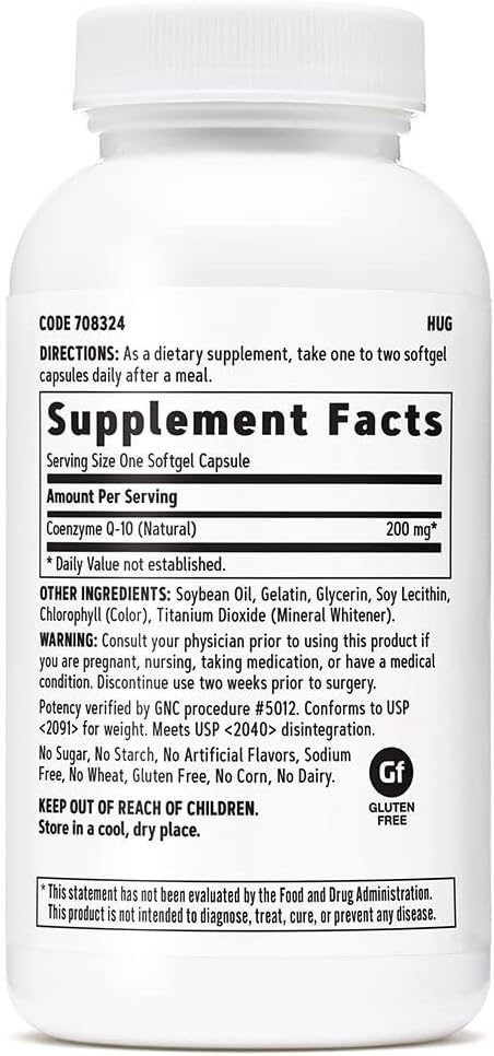 Gnc Coq10 200Mg Supplement, Supports Heart Health, 60 Servings