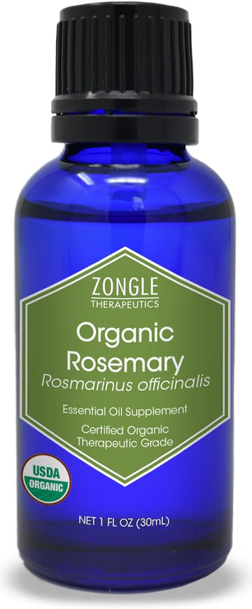 Organic Rosemary Oil By Zongle – 100% Pure Natural, Therapeutic & Food Grade For Hair Growth, Scalp, Beard Growth, Edible – 1 Oz