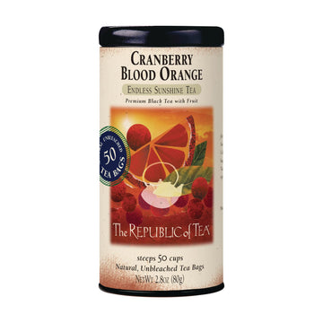 The Republic Of Tea Cranberry Blood Orange Black Tea, Tin Of 50 Tea Bags