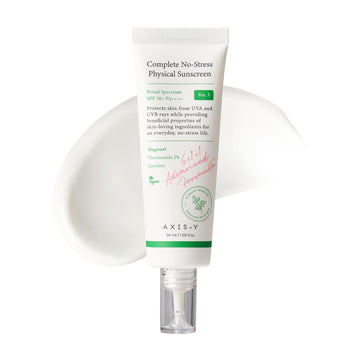 Axis-Y Complete No-Stress Physical Sunscreen V3 - Spf 50 Mineral Sunscreen With 2% Niacinamide, Zinc Oxide Sunblock For Broad Spectrum Sun Care - Vegan Korean Skin Care -1.69 Fl. Oz
