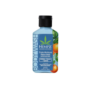 Hempz New Mini Body Wash, Triple Moisture Fresh Citrus, Travel Size Shower Gel, 2.25 Oz