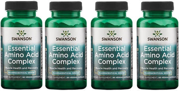Swanson Ajipure 9 Essential Amino Acid Formula Pharmaceutical Grade 60 Veg Capsules (4 Pack)
