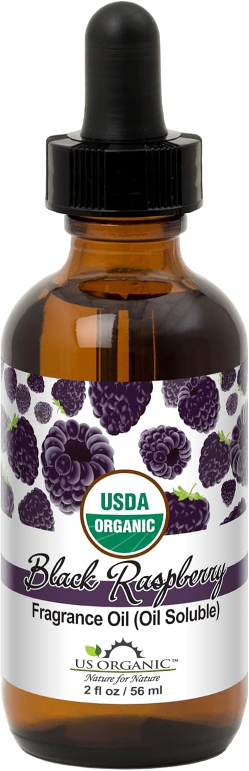 US Organic Black Raspberry Fragrance Oil_Oil Soluble_USDA Certified Organic_for Candle, Soap Making, Shampoo, Conditioner, Body Oil, Body Butter, Craft, DIY Projects, and Small Businesses_2 fl oz