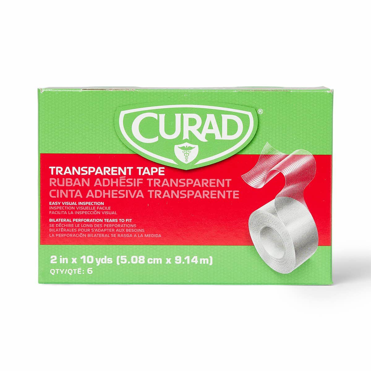 Cuard Tear-To-Fit Clear Plastic Tape, 2 Inch X 10 Yards Per Roll, Box Of 8