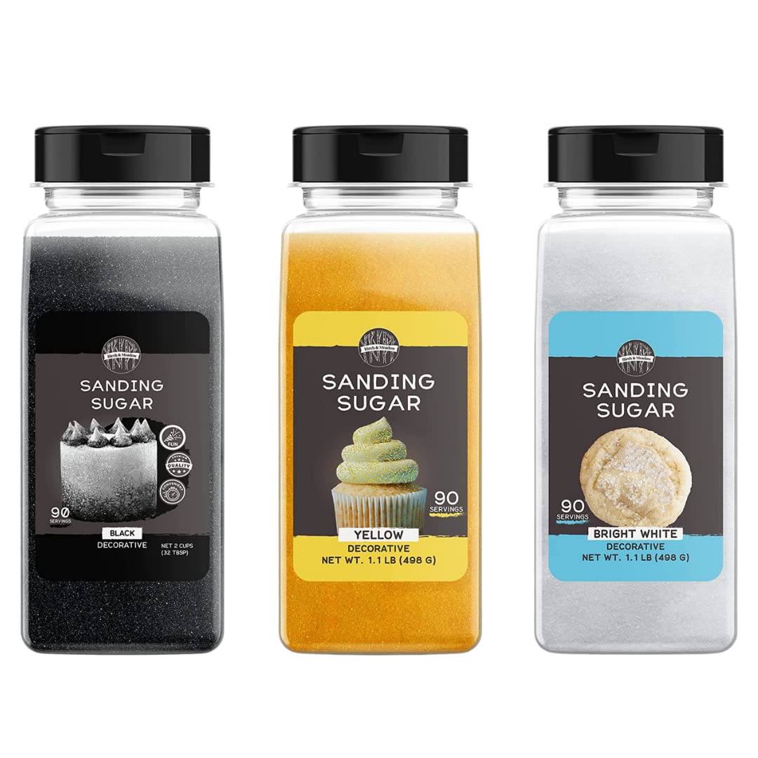 Birch & Meadow Black Tie Sanding Sugar Bundle, Mixed Colors, 1 Lb. Colorful Sugar Crystals For Festive Holiday Baking