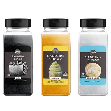 Birch & Meadow Black Tie Sanding Sugar Bundle, Mixed Colors, 1 Lb. Colorful Sugar Crystals For Festive Holiday Baking