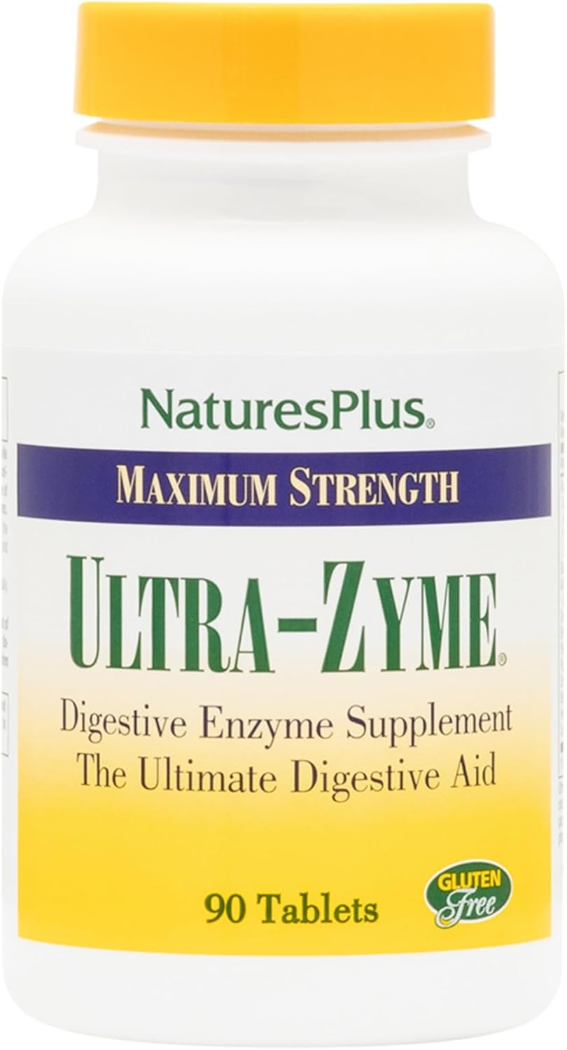 Natures Plus Ultrazyme - 120 Mg Ox Bile, 90 Tablets - Maximum Strength Digestive Enzyme Supplement, Promotes Nutrient Absorption - 45 Servings