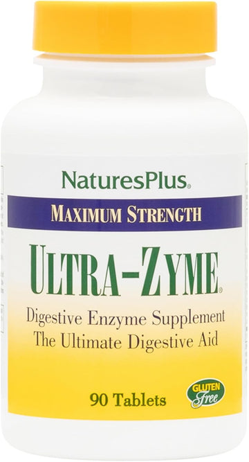 Natures Plus Ultrazyme - 120 Mg Ox Bile, 90 Tablets - Maximum Strength Digestive Enzyme Supplement, Promotes Nutrient Absorption - 45 Servings
