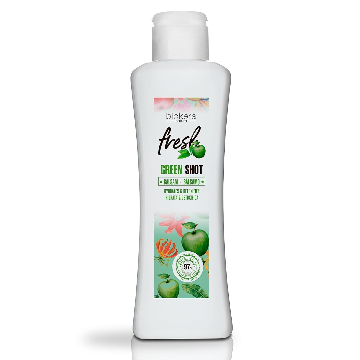 Salerm - Hair Conditioner - Green Shot Balm Biokera Fresh - 300 Ml - With Apple, Green Tea, Mint, And Aloe Vera - Hydrates And Refresh The Scalp - Sulfate And Paraben-Free - Vegan