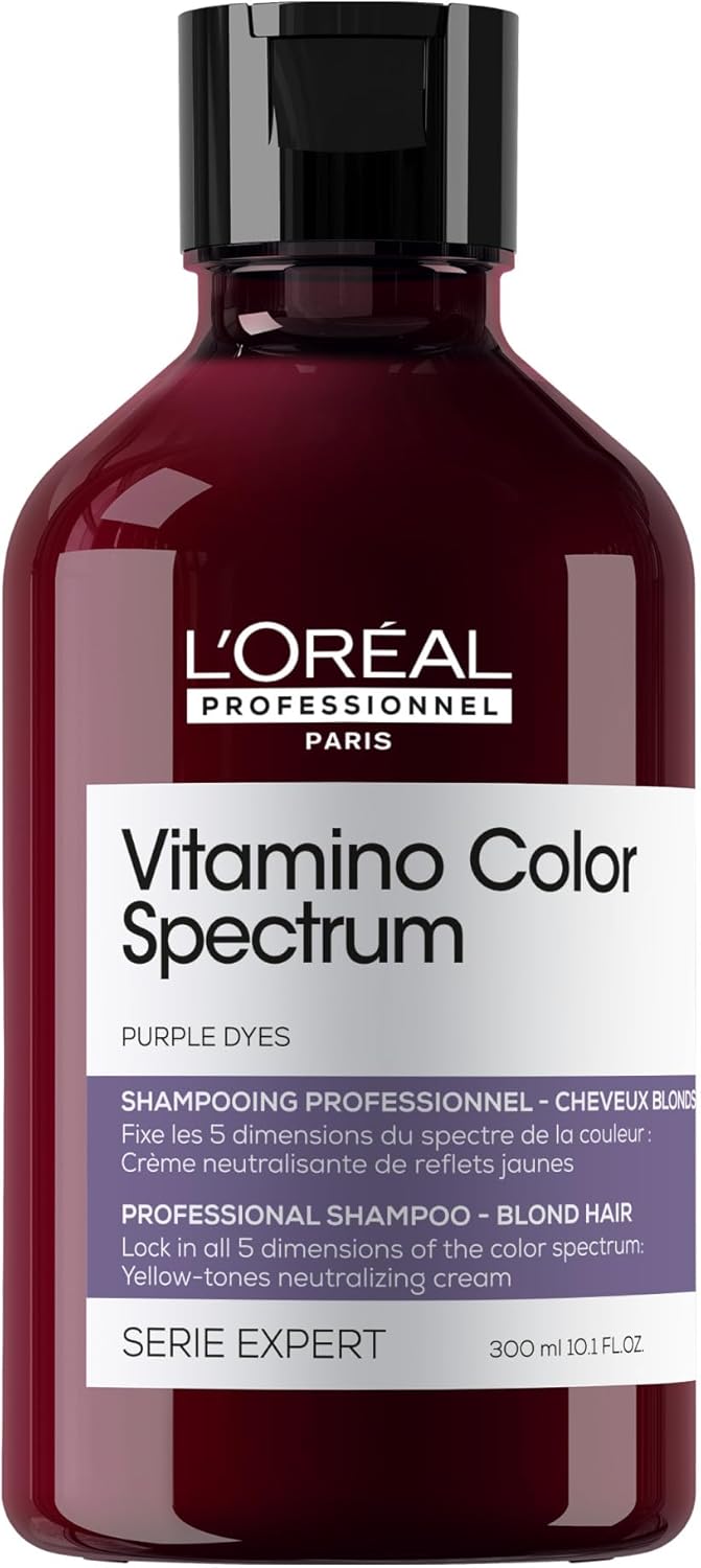L'Oréal Professionnel Vitamino Color Spectrum Purple Tinted Shampoo 300Ml, For Blonde Coloured Hair, With Ferulic Acid + Citric Acid, Neutralise Undesired Yellow Undertones