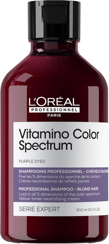 L'Oréal Professionnel Vitamino Color Spectrum Purple Tinted Shampoo 300Ml, For Blonde Coloured Hair, With Ferulic Acid + Citric Acid, Neutralise Undesired Yellow Undertones
