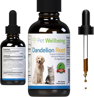 Pet Wellbeing Dandelion Root For Cats - Liver, Digestive, Cardiovascular, Blood Sugar Support - Natural Herbal Supplement 2 Oz (59 Ml)