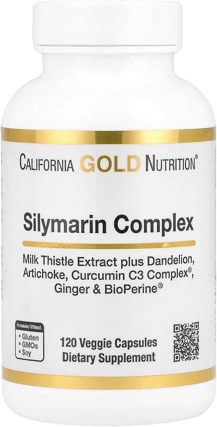 Silymarin Liver Health Complex, Milk Thistle Extract With Curcumin, Artichoke, Dandelion, Ginger, Black Pepper, Synergistic Liver Detox & Cleanse, 120 Veggie Capsules By California Gold Nutrition