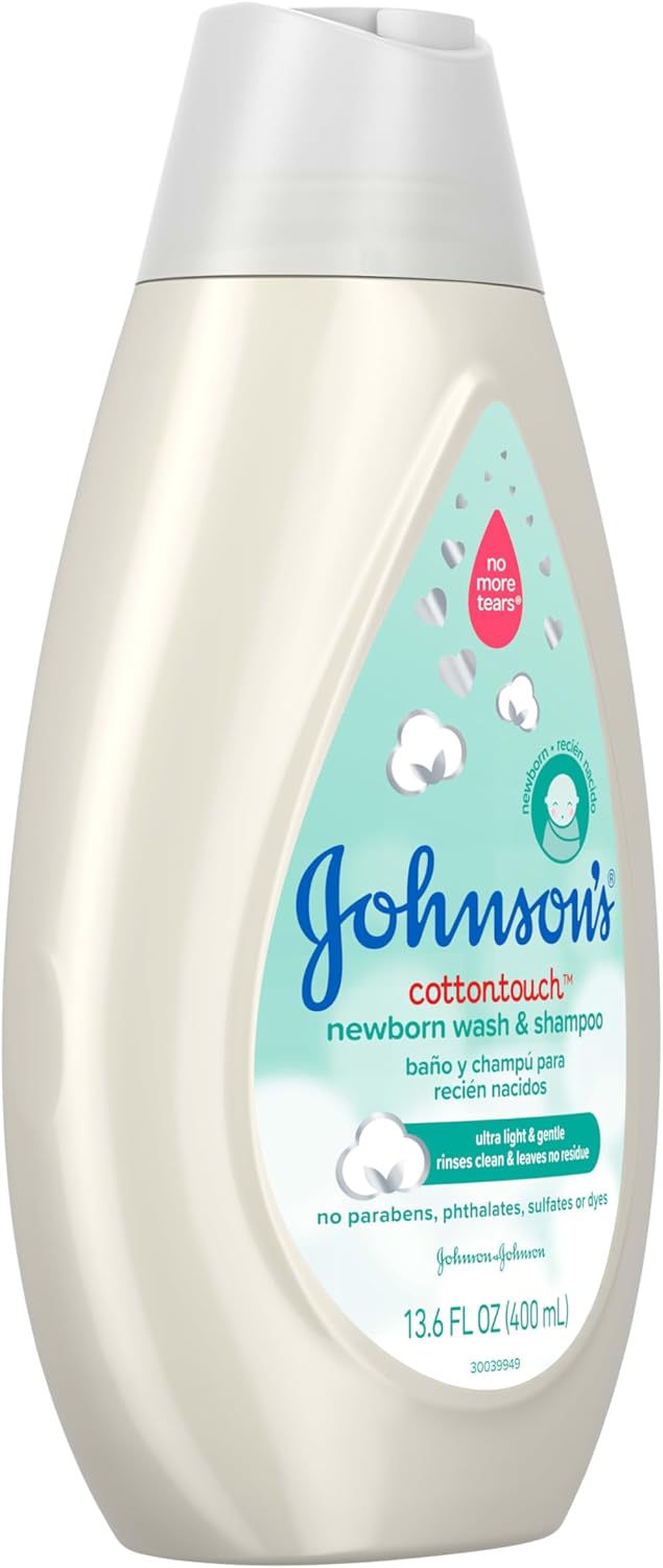 Johnson'S Cottontouch Newborn Baby Wash & Shampoo With No More Tears, Sulfate-, Paraben- Free For Sensitive Skin, Made With Real Cotton, Gently Washes Away Dirt & Germs, 27.1 Fl. Oz : Baby