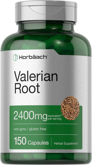 Horbäach Valerian Root Capsules | 2400 Mg | 150 Count | Extract Supplement | Non-Gmo, Gluten Free