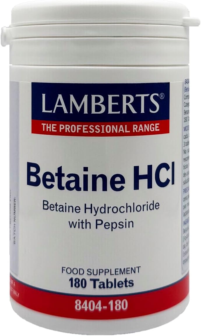 Lamberts Betaine Hcl 324Mg With Pepsin 5Mg - 180 Tablets - Digestive Support Supplement