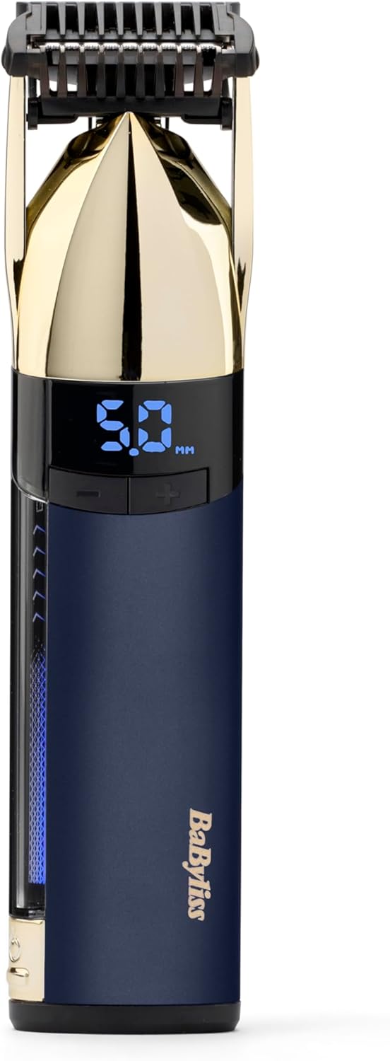 Babyliss Super X-Metal Stubble And Beard Trimmer, Ultra Precision, 24 Length Settings, Cordless And Waterproof, Gifts For Men, Gold/Blue, S992U