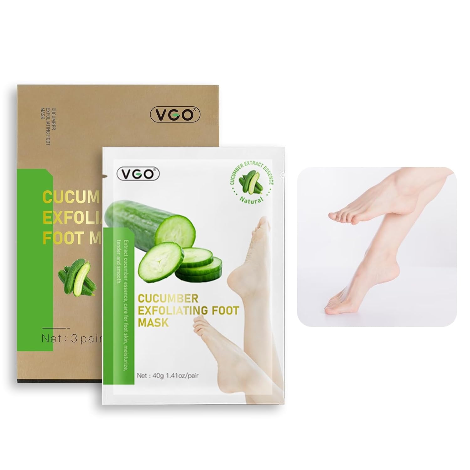 Vgo Natural Exfoliating Foot Mask - 3 Packs Foot Treatment For Smooth And Moisturized Feet, Exfoliating Peel