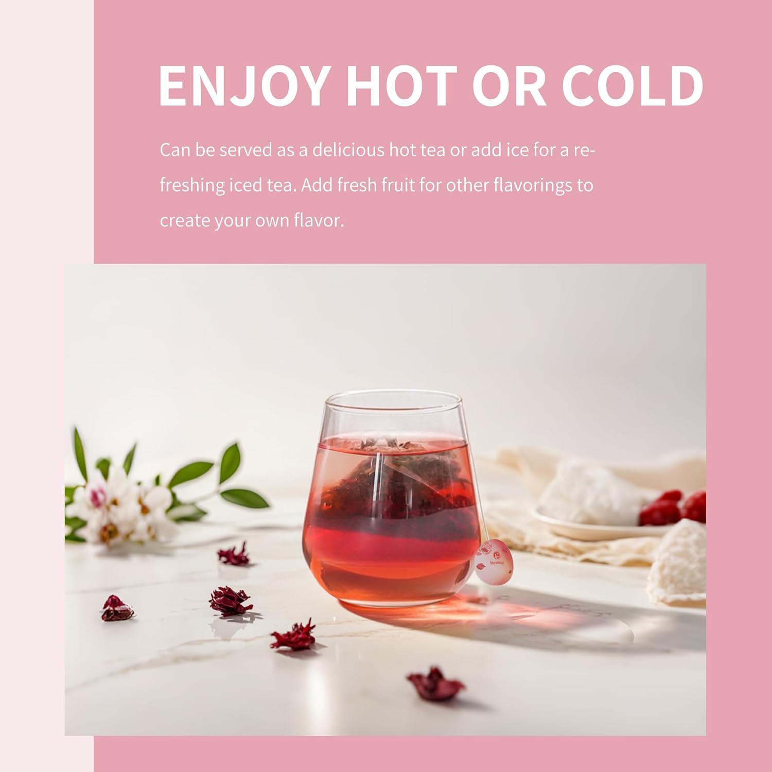 Roselle Black Tea|Nondecay Tea Sampler With 7 Pyramid Tea Infuser Bags - Fruit, Herb And Flower Tea For Cold Brew & Hot Brew, Birthday, Hostess And Co-Worker Fall Gifts