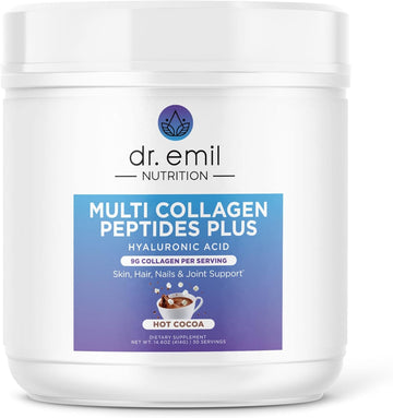 Dr. Emil Nutrition Collagen Peptides Powder - Hot Cocoa Flavored Collagen Powder For Women - Collagen Supplements For Hair, Skin & Nails With Hyaluronic Acid - 9G Protein Per Serving