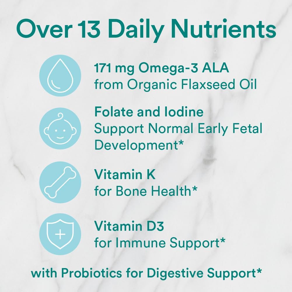 SmartyPants Organic Prenatal Vitamins for Women, Multivitamin Gummies: Probiotics, Biotin, Methylfolate, Omega 3 (ALA), Vitamin D3, C, Vitamin B12, B6, Vitamin A, K & Zinc, 120 Count (30 Day Supply) : Health & Household