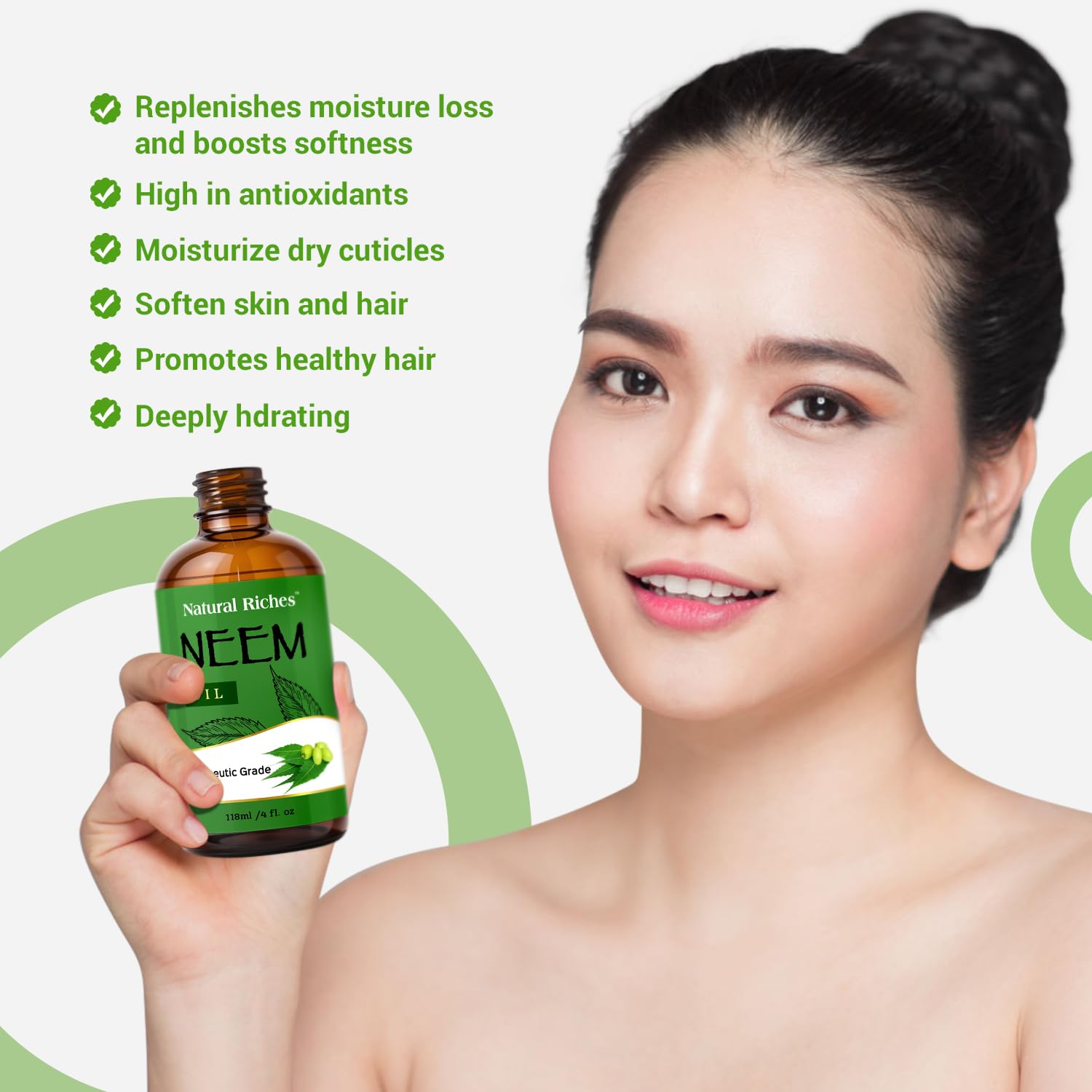 Natural Riches Neem Oil For Skin Care Cold Pressed, 100% Pure. Great For Hair Care, Skin, Nails, Acne Anti-Aging Moisturizer - You Can Also Use It On Plants. 4 Fl. Oz. : Beauty & Personal Care