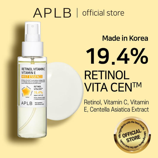 Aplb Retinol Vitamin C Vitamin E Mist Essence | Retinol Vita Cen™ 19.4% 3.55 Fl.Oz/Korean Skincare, Replenishing Moisture, Revitalize For Gentle And Improve Skin Texture Through Retinol