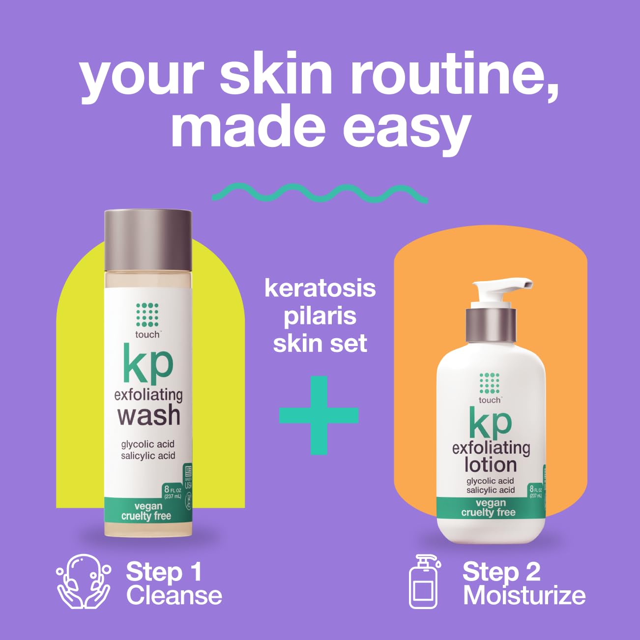 TOUCH Glycolic Acid Lotion for Keratosis Pilaris - KP Lotion Moisturizer - Glycolic Acid Body Lotion for AHA BHA Rough & Bumpy Skin- Keratosis Pilaris Exfoliating Lotion Gets Rid Of Redness - 8 Fl Oz : Beauty & Personal Care