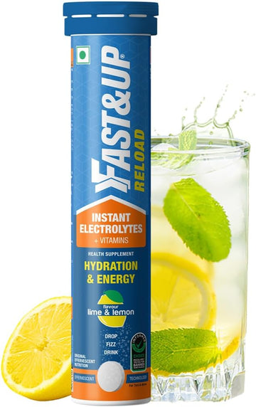 Fast&Up Reload - Electrolyte Energy Drink - Sports Nutrition Electrolyte Drink - Effervescent Tablets For Running & Cycling- 20 Effervescent Tablets - Lime And Lemon Flavour