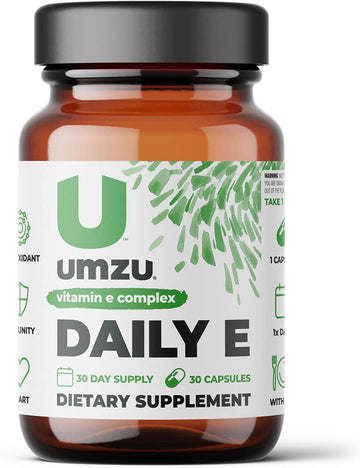 Umzu Daily E Vitamin E Capsules | 100% Of Daily Vitamin E | Sustainably Sourced Full Spectrum Tocopherols & Tocotrienols With Antioxidants For Immune Support (30 Days Of Supply | 30 Capsules)