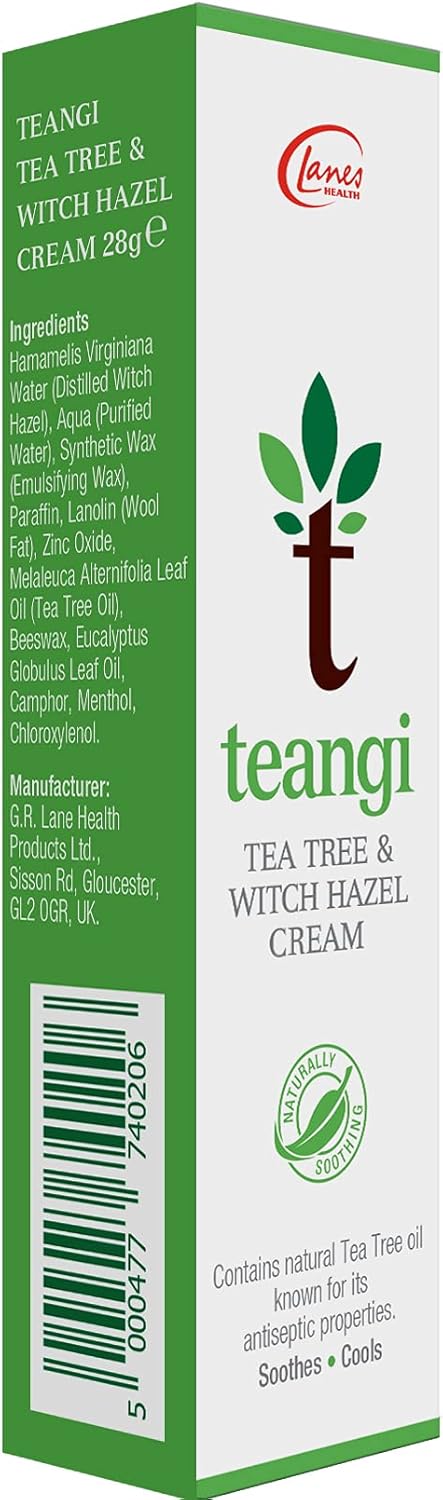 Tea Tree And Witch Hazel Cream 28G - 100% Natural - Treat And Soothe Irritated Skin - Teangi
