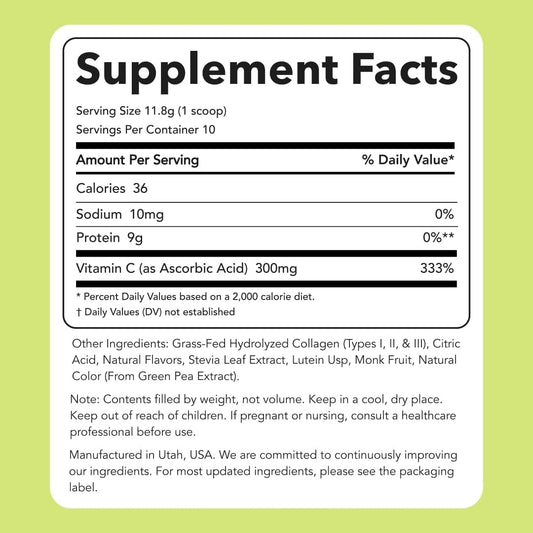 Clean Simple Eats Cucumber Lime Super Collagen, Grass-Fed, Hydrolyzed Types I, Ii, & Iii Collagen, 10 Servings