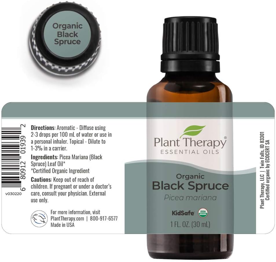 Plant Therapy Organic Black Spruce 30 mL (1 oz) Essential Oil 100% Pure, Undiluted, Therapeutic Grade : Health & Household