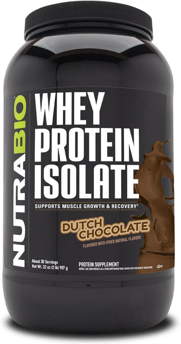 NutraBio Whey Protein Isolate Supplement ? 25g of Protein Per Scoop with Complete Amino Acid Profile - Soy and Gluten Free Protein Powder - Zero Fillers and Non-GMO - Dutch Chocolate - 2 Lbs