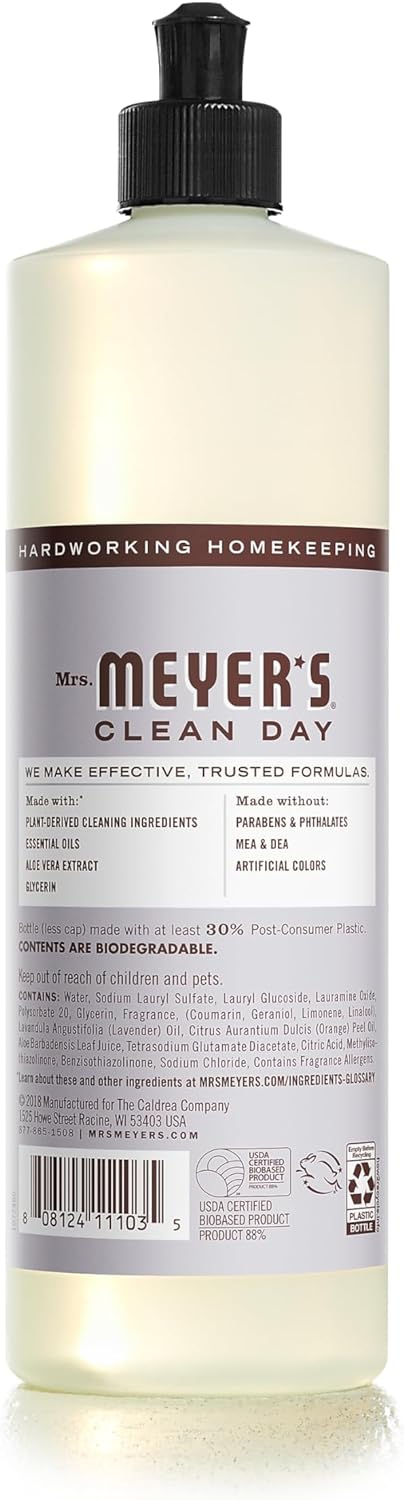 Mrs. Meyer's 650391EA Dish Soap, Lavender Scent, 16 oz Bottle