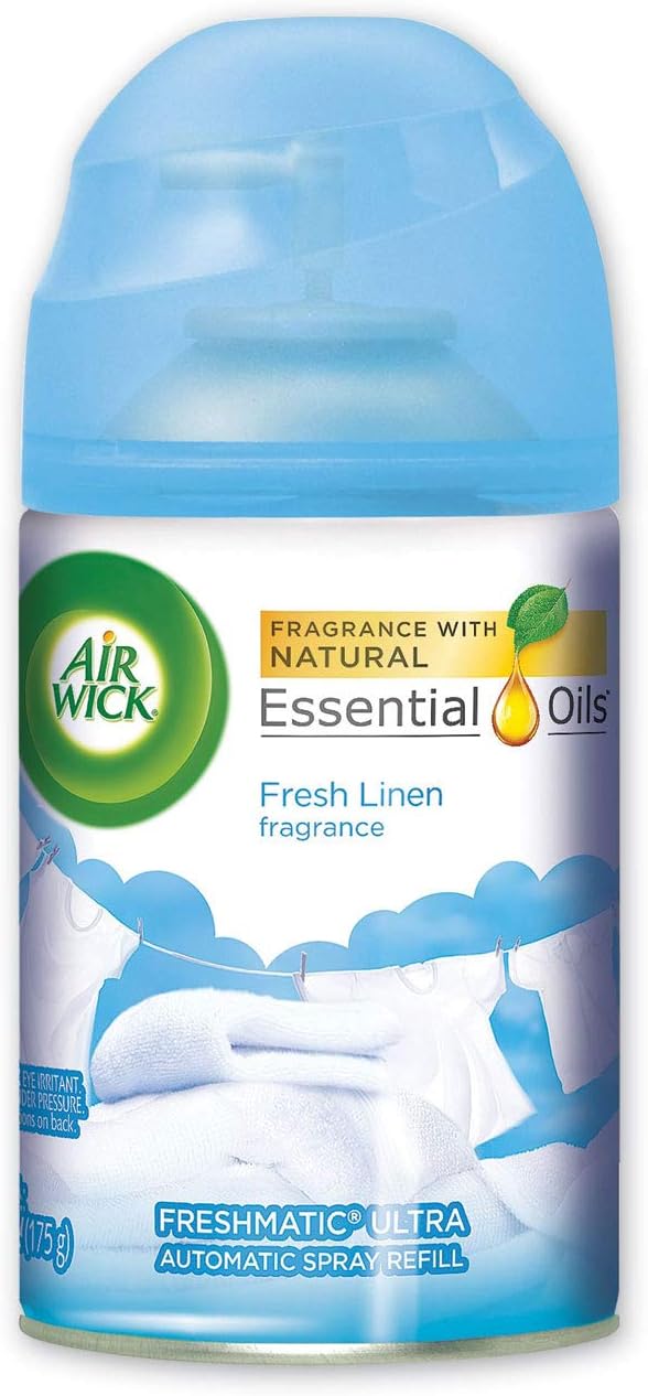 Air Wick Freshmatic Ultra Spray Refill, Fresh Linen, Aerosol, 5.89 oz, 6/Carton