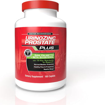 Urinozinc Plus - Prostate Supplement With Beta Sitosterol & Saw Palmetto – Reduce Frequent Urination Concerns & Support Your Prostate Health, 180 Caplets