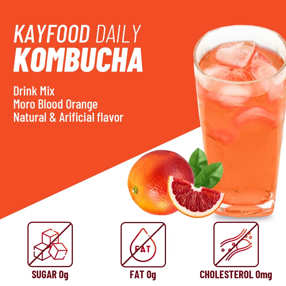 Kayfood Tea Garden Daily Kombucha Powder Tea Moro Blood Orange 5G X 30 Sticks (150G/5.29Oz) Sugar Free Diet Tea Without Bottle